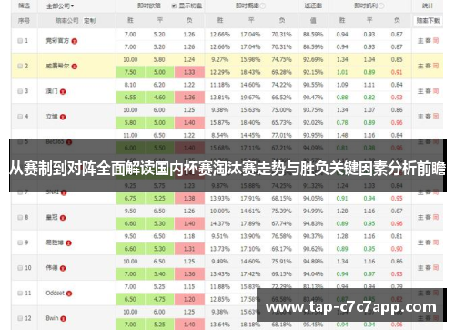 从赛制到对阵全面解读国内杯赛淘汰赛走势与胜负关键因素分析前瞻